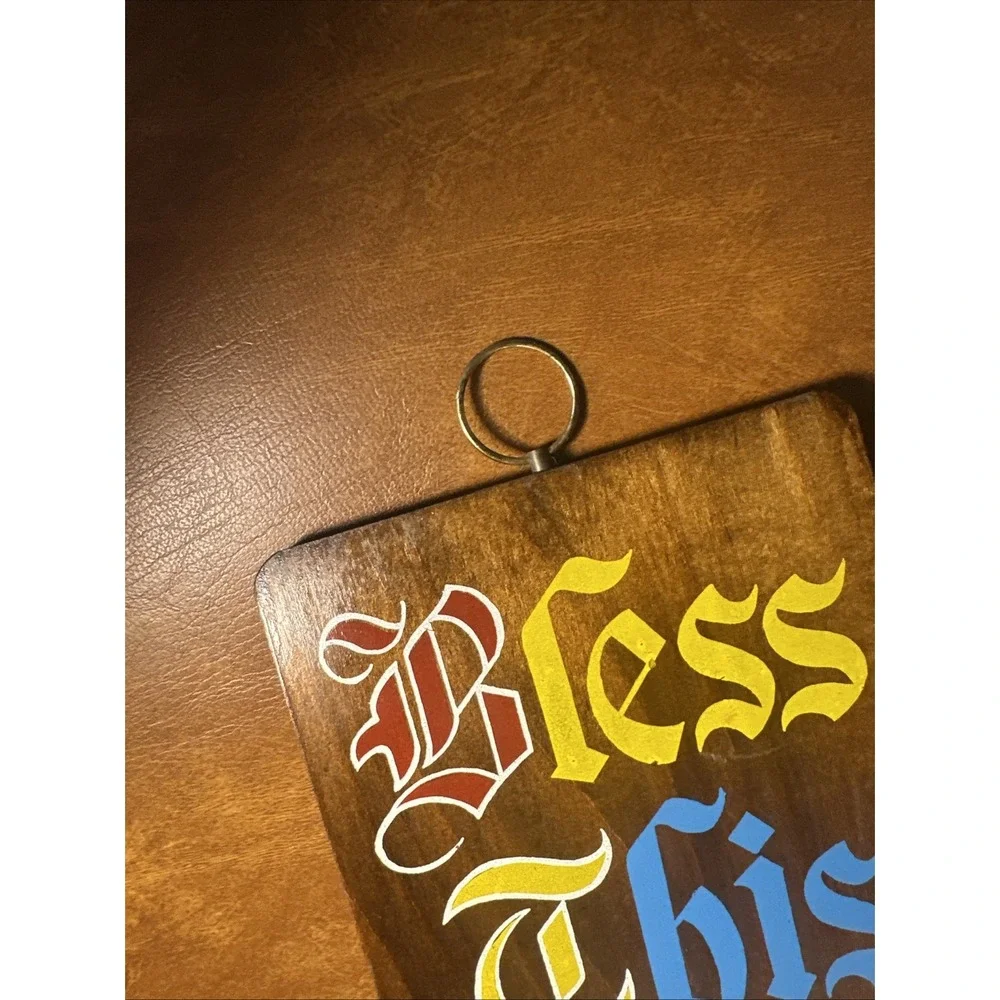 Bless This Mess Wooden Wall Hanging 1970s Home Decor Rustic made In Japan VTG